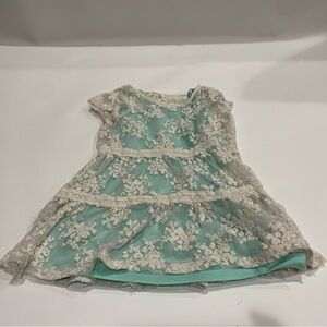 Monteau Cream and Aqua Lace Dress